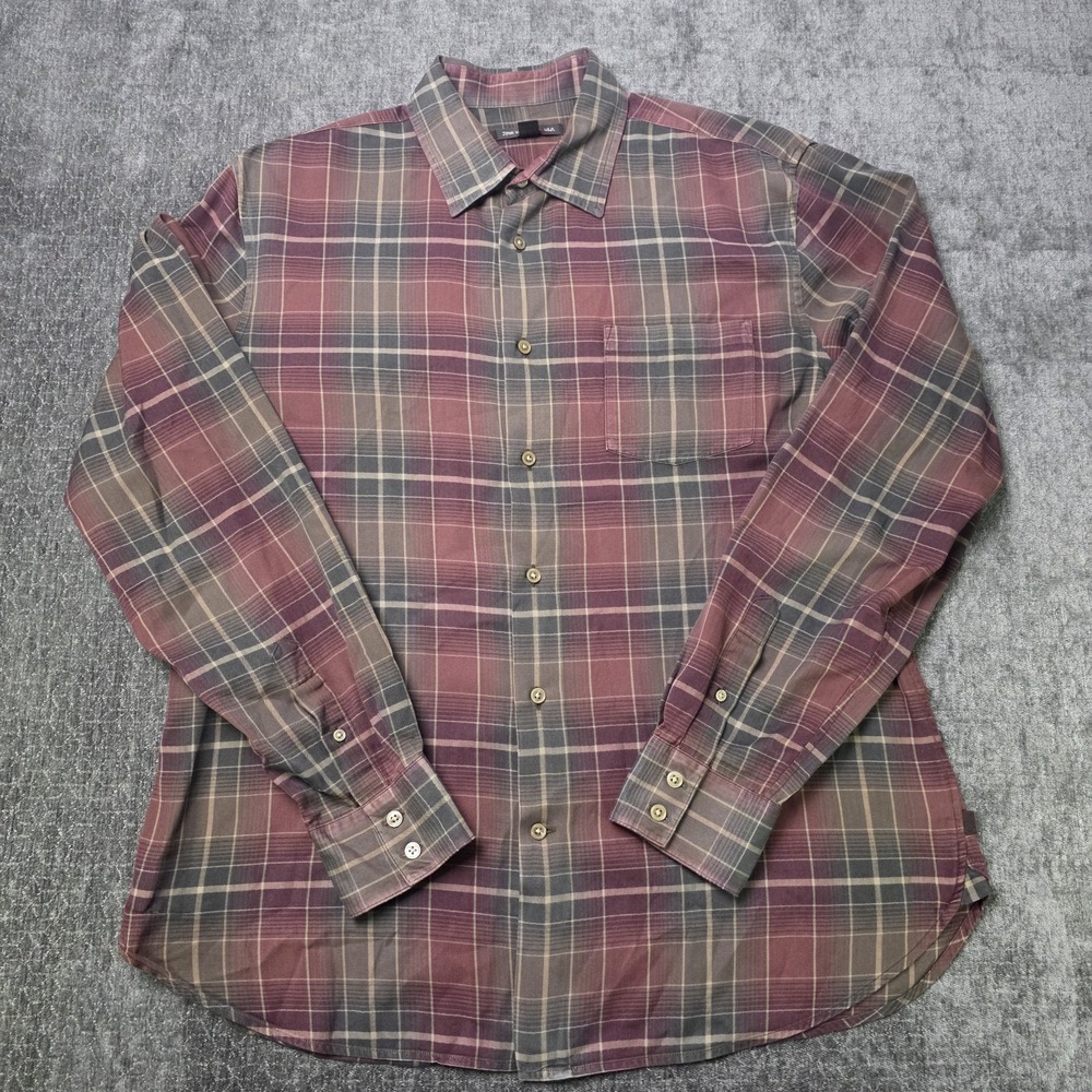 John Varvatos USA Plaid Button Up Shirt Mens Large Red Gray Cotton Preppy L